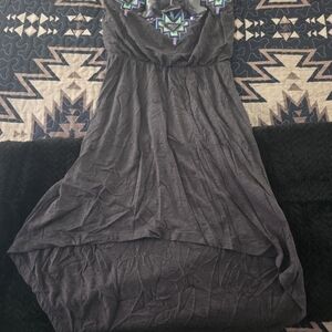 Express Dark Gray High-Low Dress with Geometric Embroidery